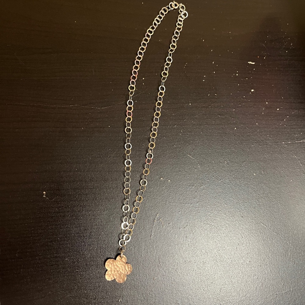 Sterling silver handmade necklace flower pendant